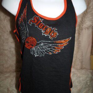Embellished Black/Orange HALTER TANK SIZE M WASHED NOT WORN By Sports Gallery